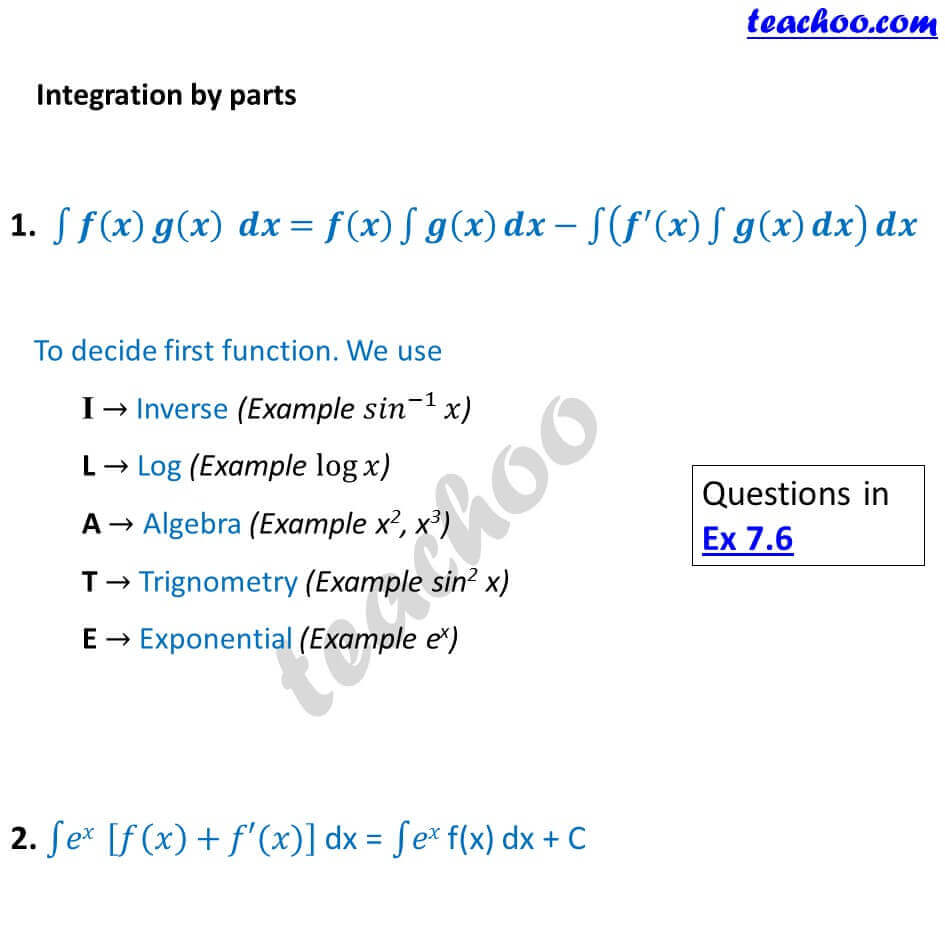 Integration Formula Sheet - Chapter 7 Class 12 Formulas - Part 5