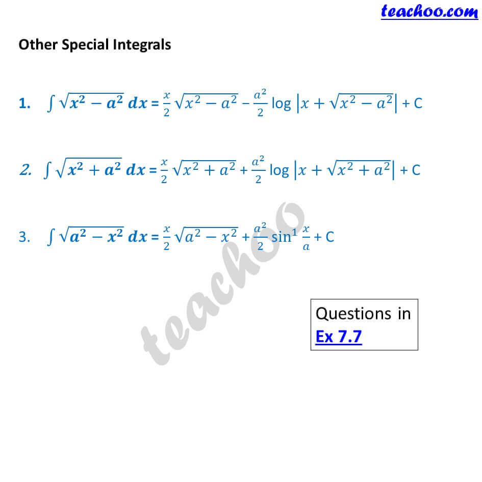 Integration Formula Sheet - Chapter 7 Class 12 Formulas - Part 6