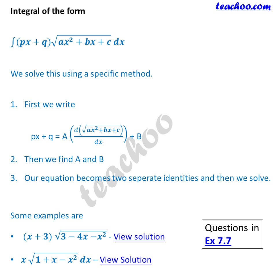 Integration Formula Sheet - Chapter 7 Class 12 Formulas - Part 7