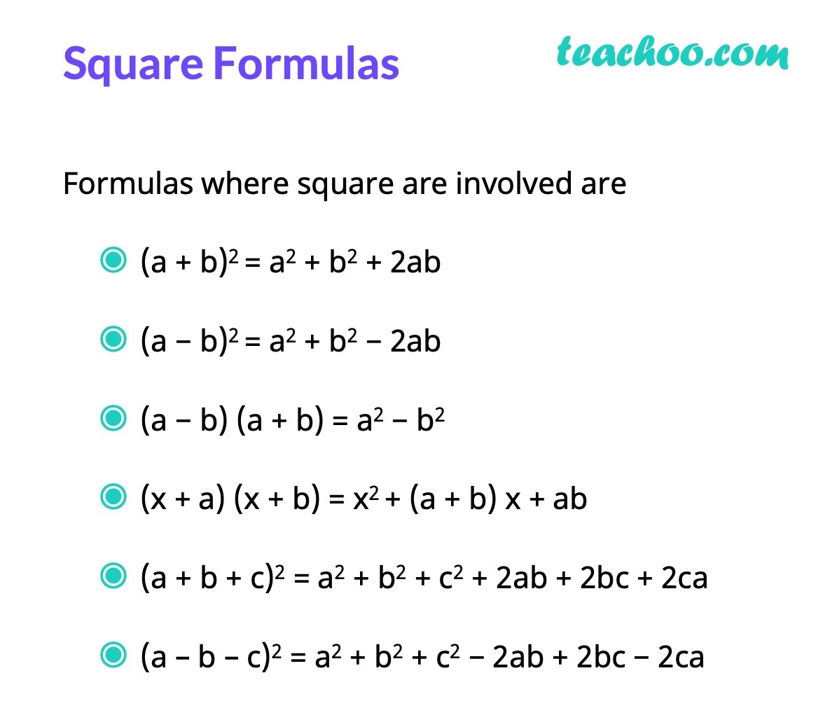 Formulas Involving Square - Algebra Formulas - Teachoo.jpg